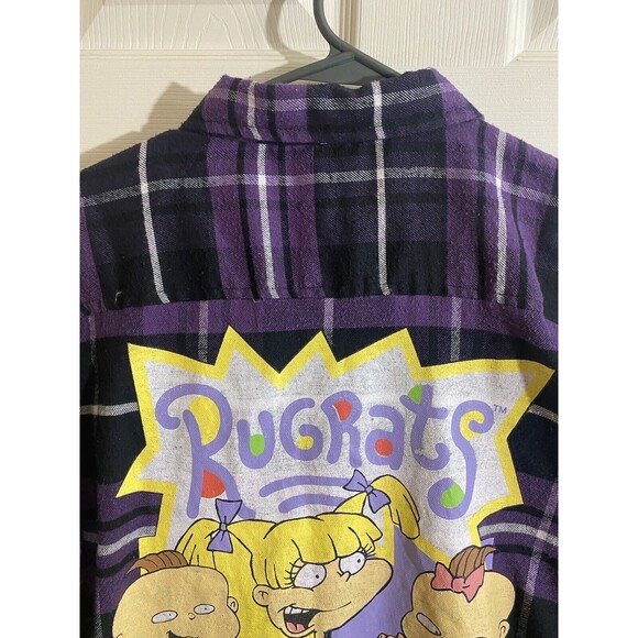 Nickelodeon Rugrats Crew On Back Purple Button Up Flannel Size Women’s L - Picture 11 of 16